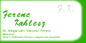 ferenc kahlesz business card